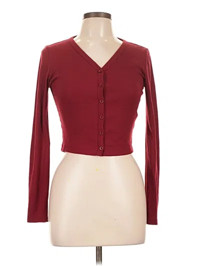 Pre-owned Active Usa Long Sleeve Top Burgundy Sweetheart Neckline Tops