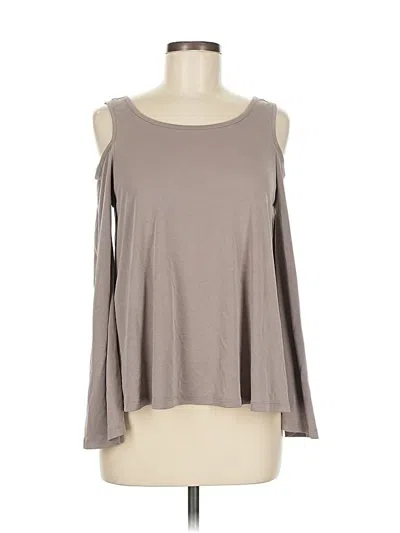 Pre-owned Active Usa Long Sleeve Top Gray Cold Shoulder Neckline Tops