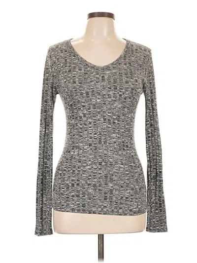 Pre-owned Active Usa Long Sleeve Top Gray V Neck Tops