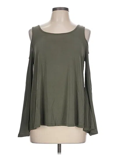 Pre-owned Active Usa Long Sleeve Top Green Cold Shoulder Neckline Tops