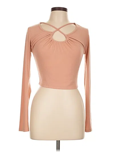 Pre-owned Active Usa Long Sleeve Top Orange Keyhole Neckline Tops
