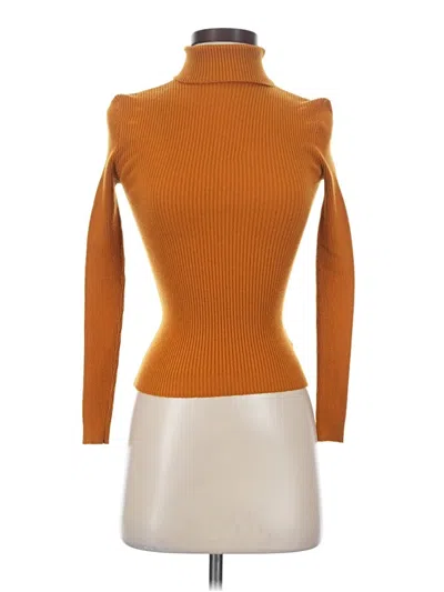 Pre-owned Active Usa Long Sleeve Top Orange Turtleneck Tops