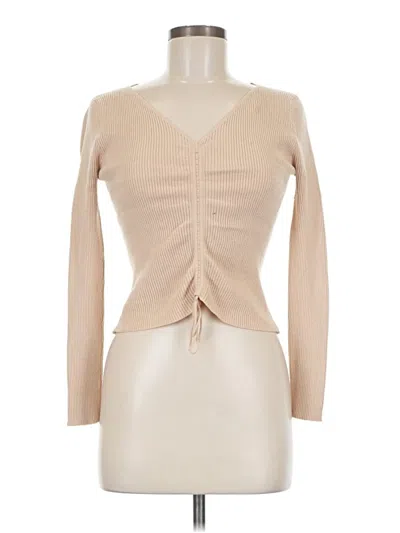 Pre-owned Active Usa Long Sleeve Top Tan Sweetheart Neckline Tops