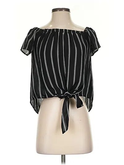 Pre-owned Active Usa Short Sleeve Blouse In Black