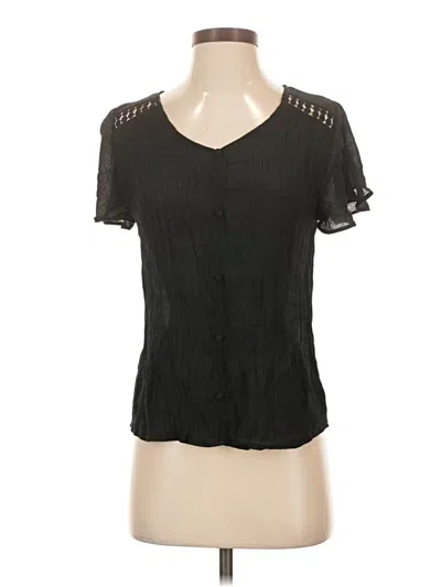 Pre-owned Active Usa Short Sleeve Blouse In Black