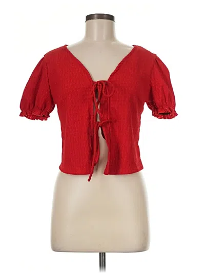 Pre-owned Active Usa Short Sleeve Blouse In Red