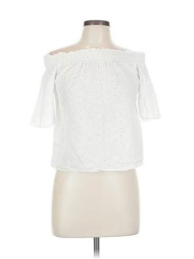 Pre-owned Active Usa Short Sleeve Blouse In White