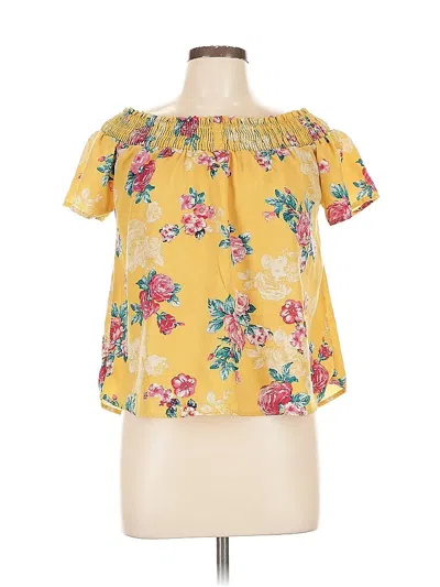 Pre-owned Active Usa Short Sleeve Blouse In Yellow