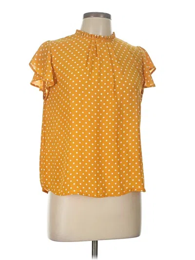Pre-owned Active Usa Short Sleeve Blouse In Yellow