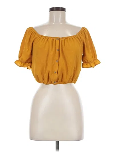 Pre-owned Active Usa Short Sleeve Blouse In Yellow