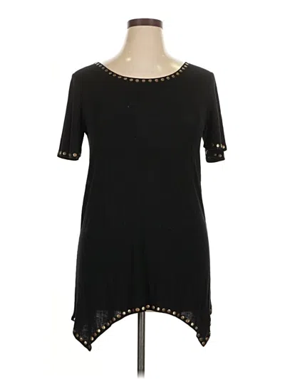 Pre-owned Active Usa Short Sleeve Top Black Keyhole Neckline Tops
