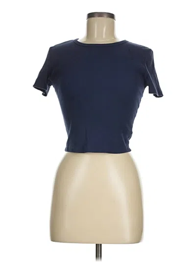 Pre-owned Active Usa Short Sleeve Turtleneck In Blue