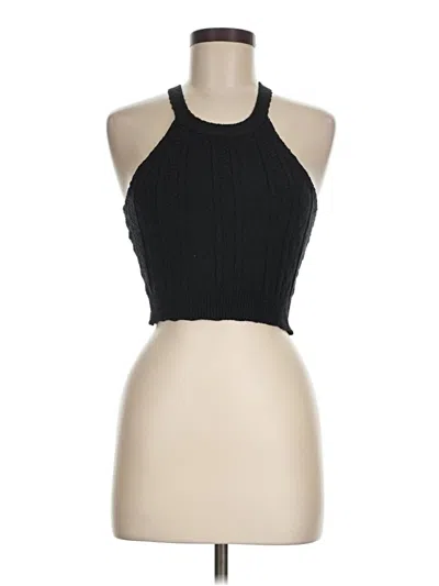 Pre-owned Active Usa Tank Top Black Halter Neckline Tops