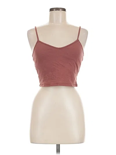 Pre-owned Active Usa Tank Top Brown Halter Neckline Tops