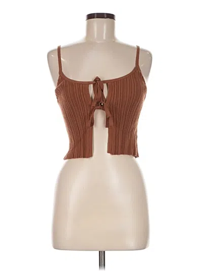 Pre-owned Active Usa Tank Top Brown Strapless Neckline Tops