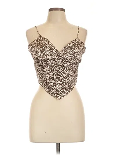 Pre-owned Active Usa Tank Top Brown Sweetheart Neckline Tops