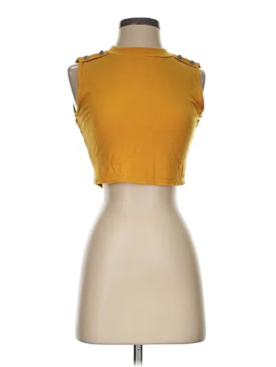 Pre-owned Active Usa Tank Top Yellow Strapless Neckline Tops