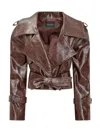 Actualee Crocodile-effect Belted Coat In Brown