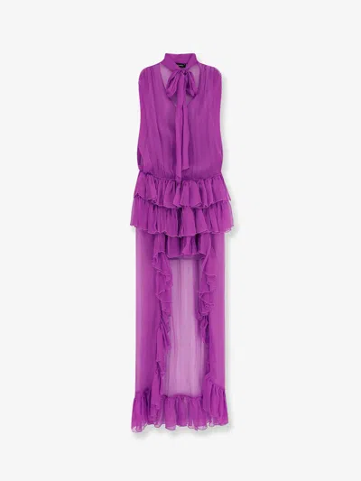 Actualee Asymmetric Voile Dress In Pink