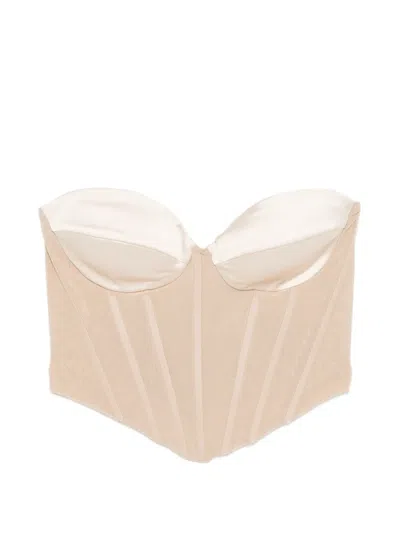 Actualee Boned Corset Top In Brown