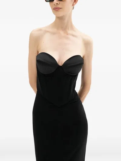 Actualee Corset-style Sweetheart-neck Dress In Black