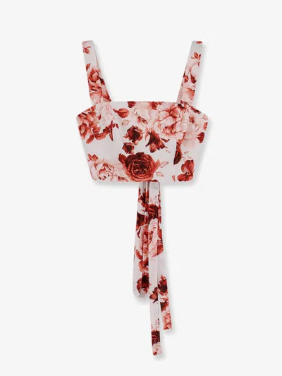 Actualee Cotton And Linen Blend Top In Red