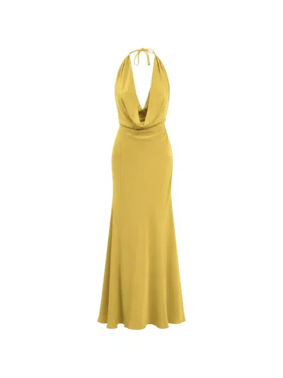 Actualee Cowl-neck Maxi Dress In Yellow