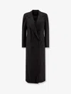 Actualee Double-breasted Pinstriped Coat In Black