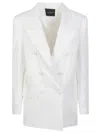 Actualee Double-breasted Linen Jacket In Neutral