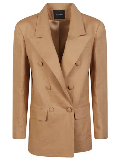 Actualee Double-breasted Blazer In Sand