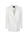 Actualee Double-breasted Linen Jacket In White