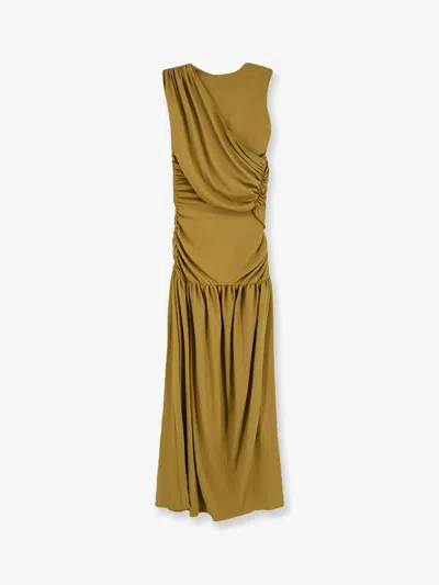 Actualee Draped Long Dress In Yellow