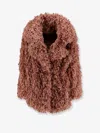 Actualee Faux Shearling Peacoat In Brown