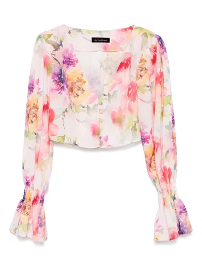 Actualee Floral-print Blouse In Pink