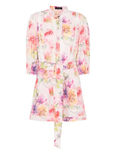 Actualee Floral-print Playsuit In Pink