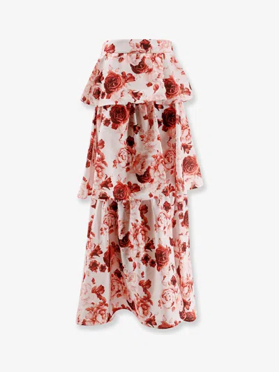 Actualee Flounced Long Skirt In Pink