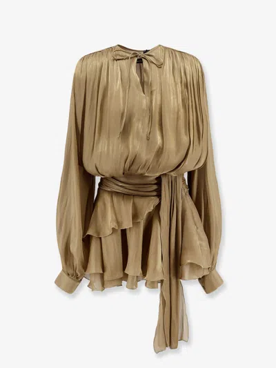 Actualee Flounced Mini Dress In Sand