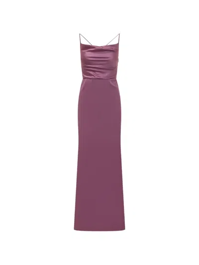 Actualee Gathered Cowl-neck Maxi Dress In Purple
