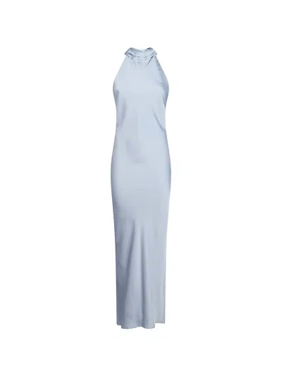 Actualee Halterneck Open-back Dress In Blue