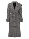 Actualee Herringbone Sequin-embellished Trench Coat In Gray