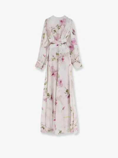 Actualee Linen And Cotton Long Dress In Pink