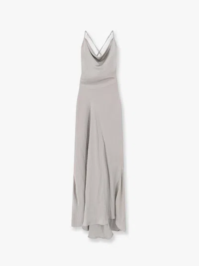 Actualee Long Dress With All-over Rhinestones In Gray