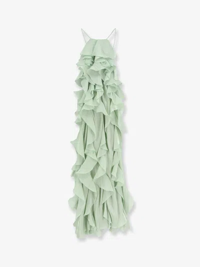 Actualee Long Dress With Ruffles In Green