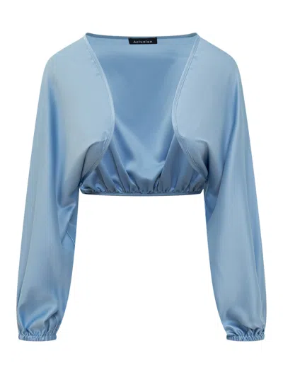 Actualee Mini Print Button-up Shirt In Cielo