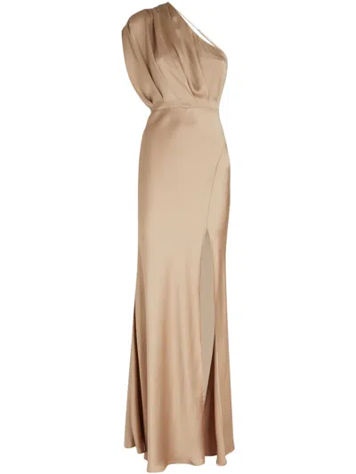 Actualee One-shoulder Dress In Gold