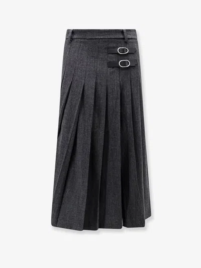 Actualee Pleated Melange Midi Skirt In Grey
