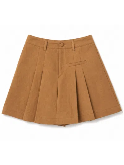Actualee Pleated Miniskirt In Brown