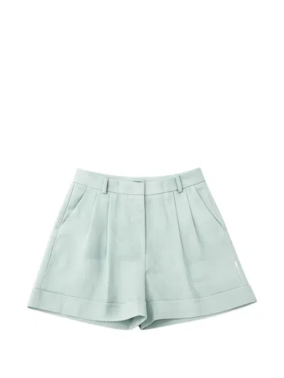 Actualee Pleated Turn-up Shorts In Green