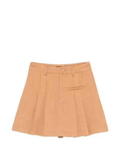 Actualee Pleated-detail Skirt In Brown