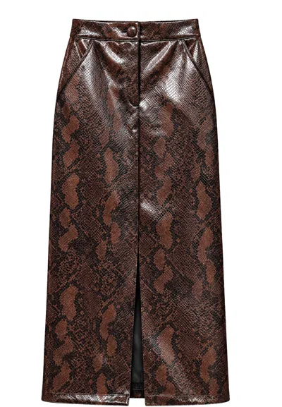 Actualee Python Skirt  In Brown
